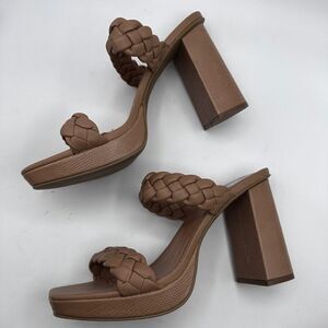 DV Dolce Vita two strap Slip On Platform braided chunky heels sz 10